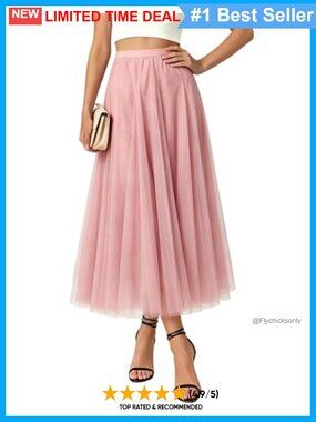 Women's Maxi Tulle Tutu Skirt A-Line High Waisted Flowy Sheer Skirt